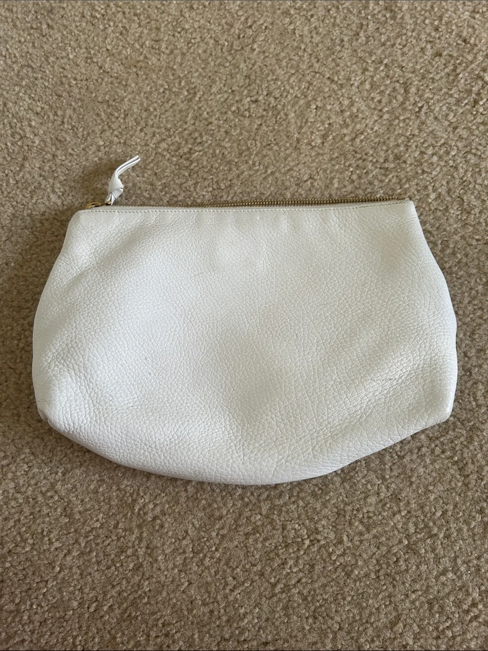 Bottega Veneta White Leather Large Cosmetic Pouch